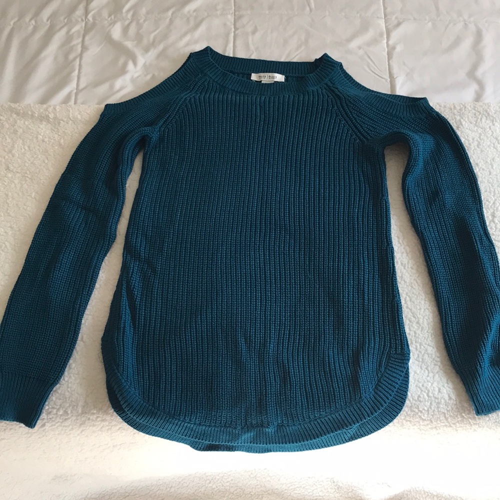 Dark cyan colored knitted sweater
